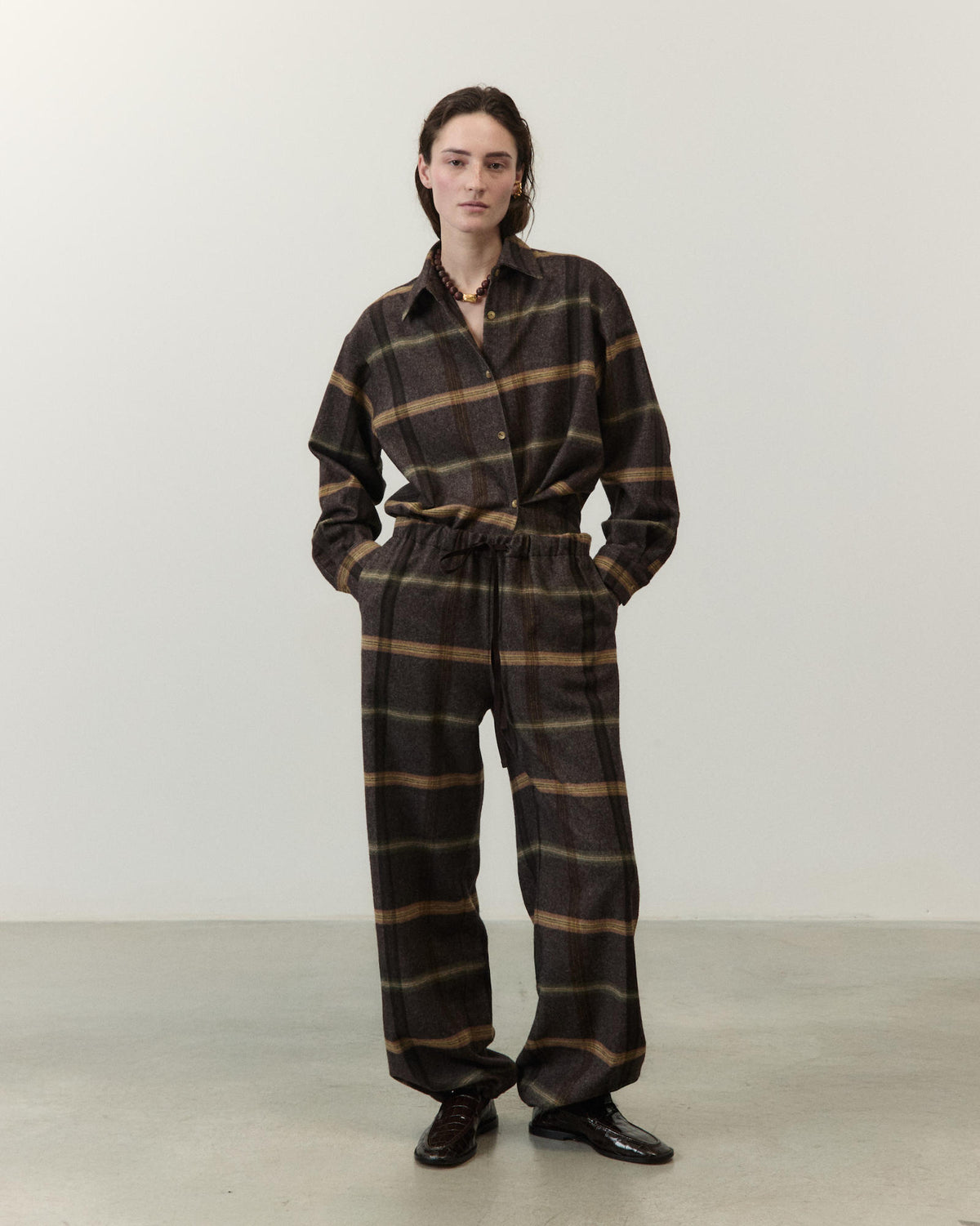 PANTALONE GAUCHO IN FLANELLA A QUADRI