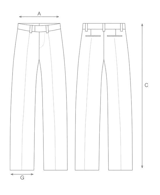 Guida misure PANTALONE TELA DI LANA