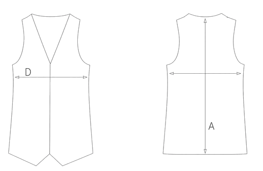 Guida misure GILET FRANGE POIS